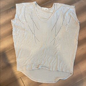 Laila Jayde Beige Embellished Short Sleeve Tee